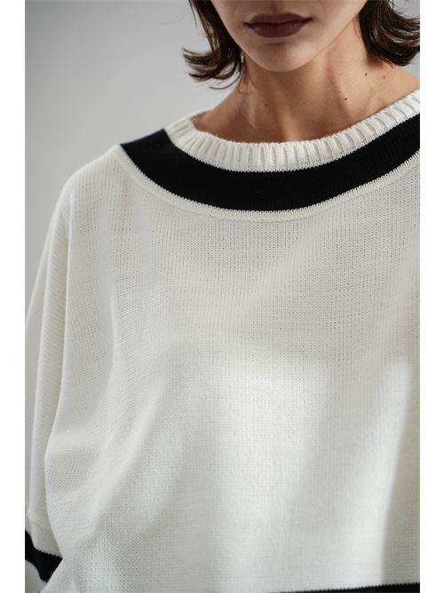 Maglia in misto lana GM by Gai Mattiolo | GM3442PANNA/NERO